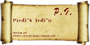 Pirók Irén névjegykártya